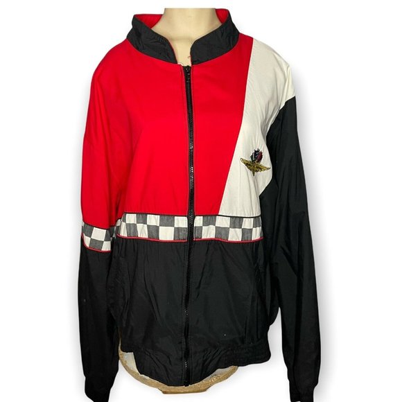 Vintage Other - vintage Indy 500 race car jacket collar black checkered flag windbreaker XXL
